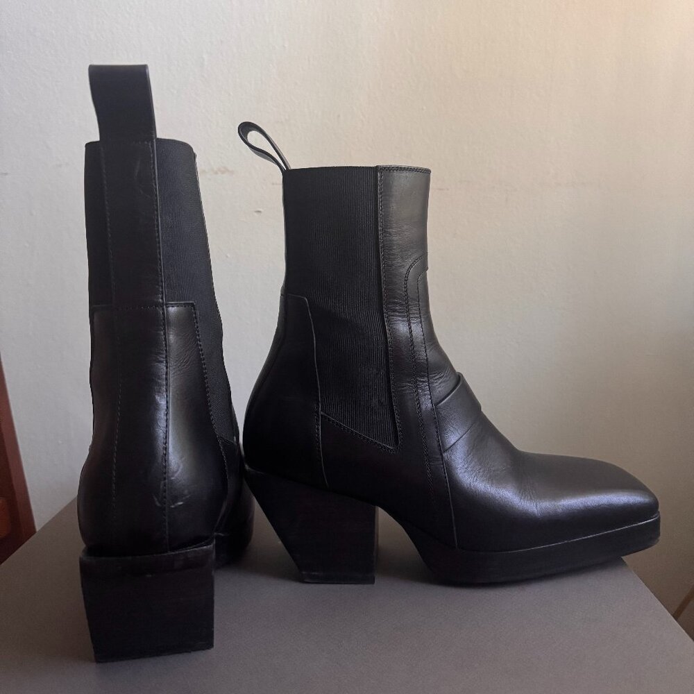 Rick Owens Stivali Boot in Pelle - Heeled Silver - Black - 37